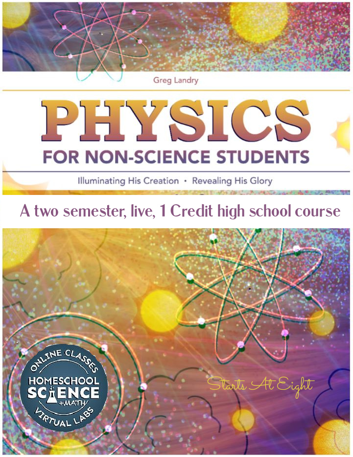 Homeschool Science Class Online with College Prep Science's live science classes for middle and high school. Life Prep Physics is perfect for your non-science kids! A Review from Starts At Eight