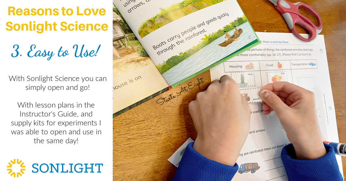 Sonlight Science Discover & Do is a homeschool science curriculum that uses literature along with hands-on experiments and worksheets to help engage kids in science topics.