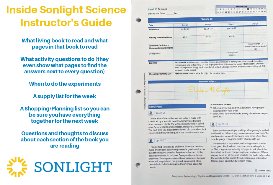 Sonlight Science Discover & Do is a homeschool science curriculum that uses literature along with hands-on experiments and worksheets to help engage kids in science topics.