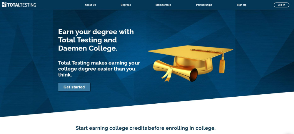 Earn an Online College Degree with Total Testing from Daemen College. In as little as 10 months your high schooler can complete 75% of their bachelor's degree! A review from Starts At Eight