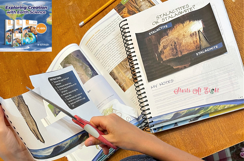 Apologia Exploring Creation with Earth Science is a Charlotte Mason based homeschool science curriculum for kids in grades K-6. With suggested schedules, lots of hands-on activities and accompanying notebooks, its fun and easy to use! A review from Starts At Eight.