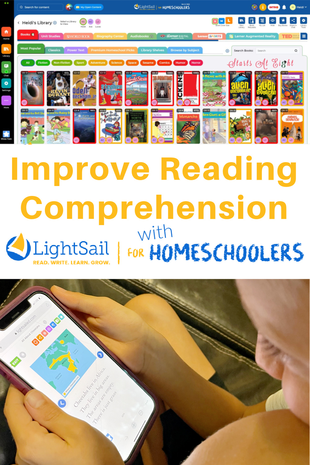 Lightsail for Homeschoolers is an online language arts program for preK-12 that advances skills in reading, writing, vocabulary and fluency.