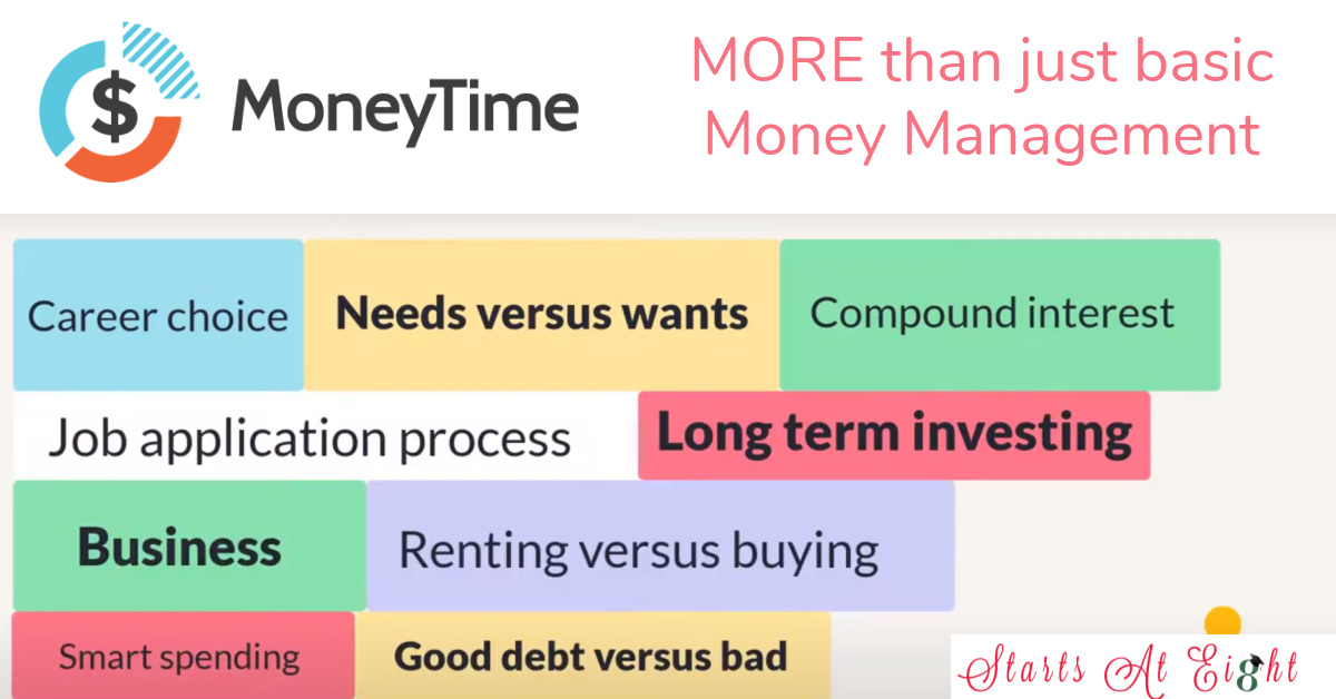 Teach Kids About Money with the MoneyTime, the online gamified Financial Literacy Homeschool Curriculum for kids ages 10-14.