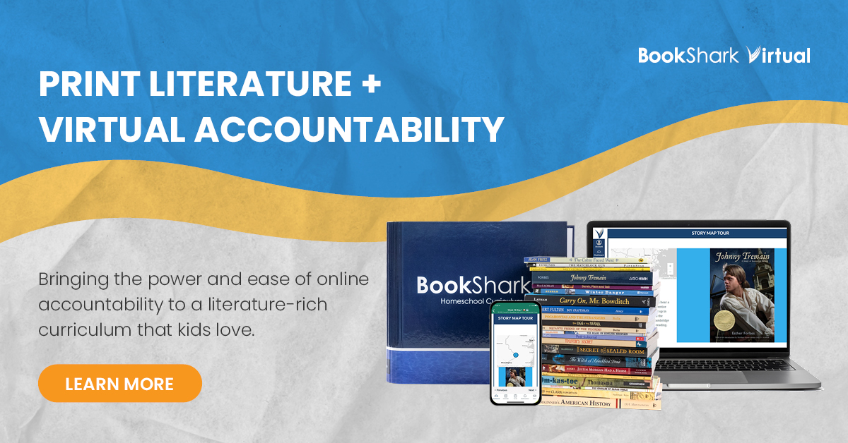 BookShark Virtual Online Homeschool Curriculum brings the power and ease of online accountability to a literature-rich curriculum! Online lesson plans, automated grading, printable worksheets, assessments and more! A review from Starts At Eight.