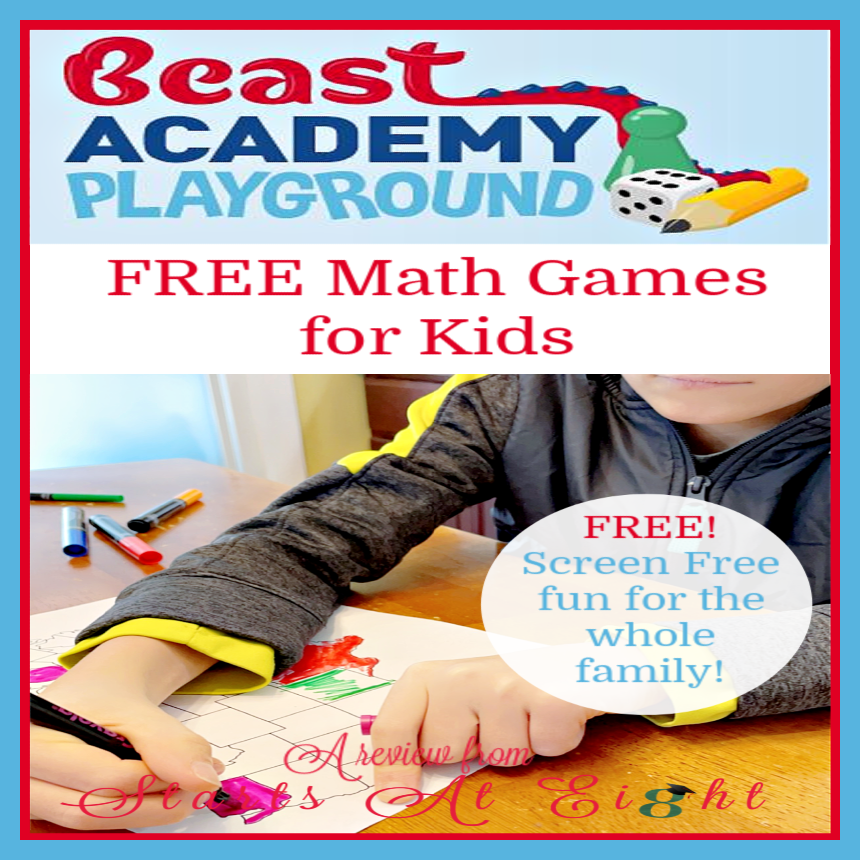 Beast Academy Playground - FREE Math Games for Kids ages 4 & up. Fun, simple to create, screen free, educational games for the whole family! A review from Starts At Eight