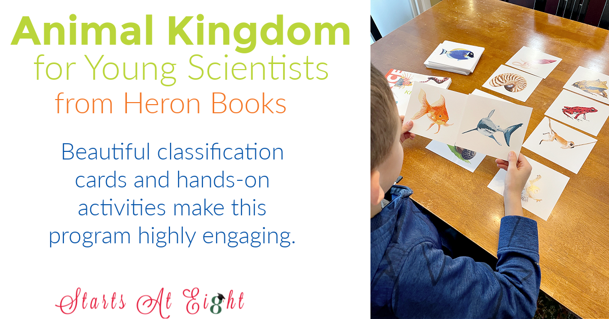 Animal Kingdom for Young Scientist from Heron Books teaches kids ages 7-9 about animal classification, invertebrates vs vertebrates, warm vs. cold blooded and more! A review from Starts At Eight