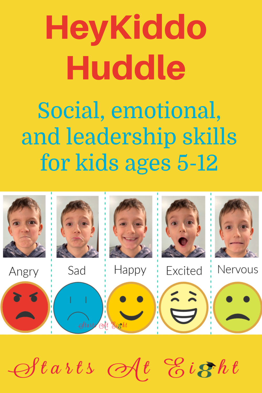 HeyKiddo Huddle is a comprehensive social-emotional curriculum for homeschooling parents that provides quick, easy-to-implement ideas for addressing big feelings with kids (ages 5-12). A review from Starts At Eight