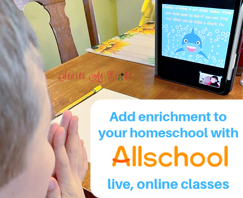 Online Homeschool Classes with Allschool are live, interactive, and fun! Add enrichment to your homeschool with classes on animals, science experiments, dance, math and more! A review from Starts At Eight