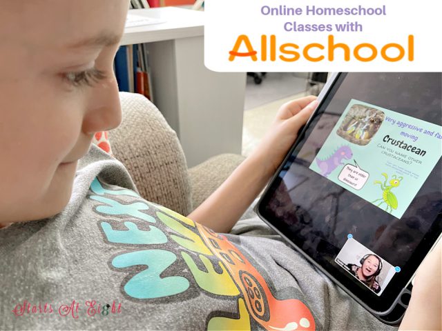 Online Homeschool Classes with Allschool are live, interactive, and fun! Add enrichment to your homeschool with classes on animals, science experiments, dance, math and more! A review from Starts At Eight