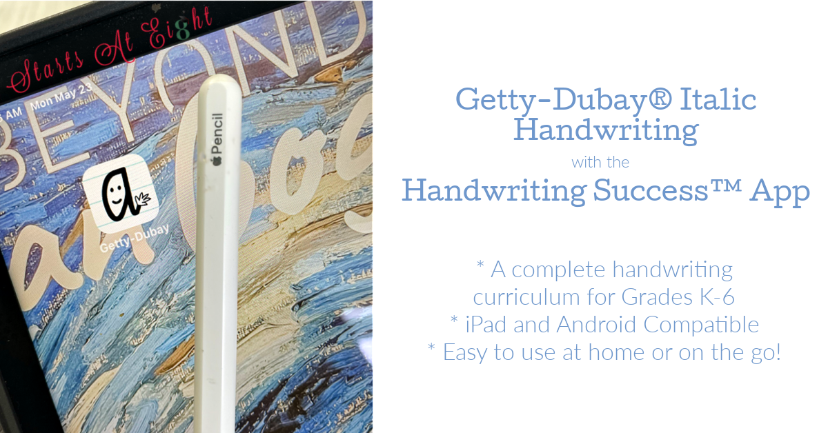 Getty Dubay Italic Handwriting with Handwriting Success App. A complete handwriting curriculum for grades K-6. iPad and Android compatible.