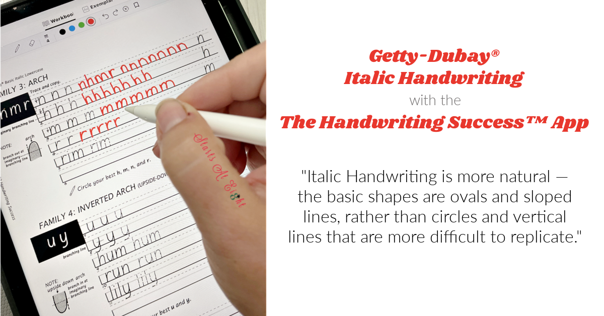 Getty Dubay Italic Handwriting with the Handwriting Success App