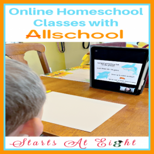 Online Homeschool Classes with Allschool are live, interactive, and fun! Add enrichment to your homeschool with classes on animals, science experiments, dance, math and more! A review from Starts At Eight