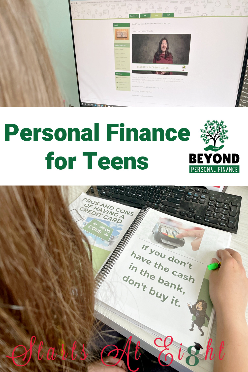 Beyond Personal Finance is a personal finance course for teens that puts them in the driver's seat. They make decisions and budgets to see how their financial future will look! A review from Starts At Eight