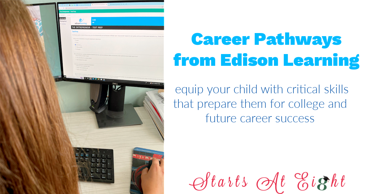 Career Pathways for Homeschoolers from Edison Learning are online courses where students can learn the basics of a variety of career opportunities. A review from Starts At Eight