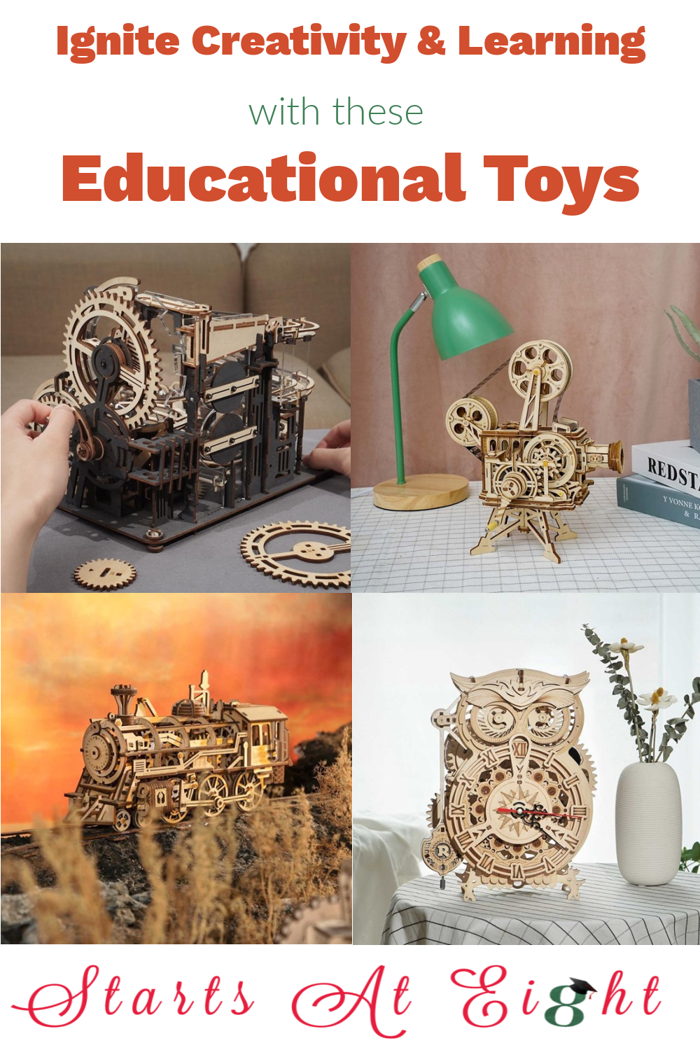 These unique 3D wooden puzzles ignite creativity and learning in kids. With working/moving parts kids learn about mechanical parts, friction, and so much more!