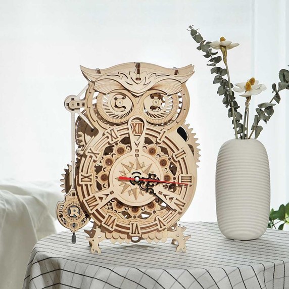 Owl Clock 3D Wooden Puzzle from RokR