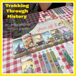 Trekking Through History is an educational board game featuring 108 historical events with a goal of placing them in chronological order. A review from Starts At Eight