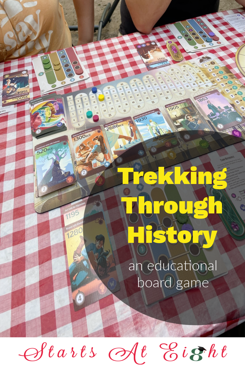 Trekking Through History is an educational board game featuring 108 historical events with a goal of placing them in chronological order. A review from Starts At Eight