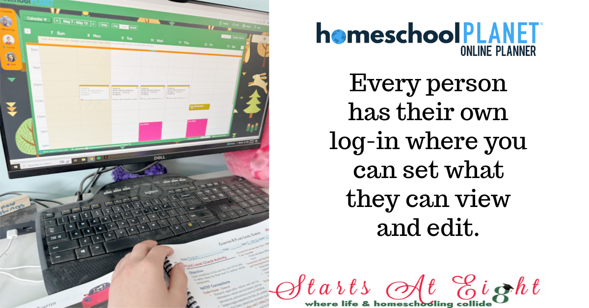 The Homeschool Planet Online Planner not only offers comprehensive homeschool lesson planning, but is a whole family life planner. an use it not only for homeschool lesson planning, but for home, work and school, putting all your scheduling needs in one place!