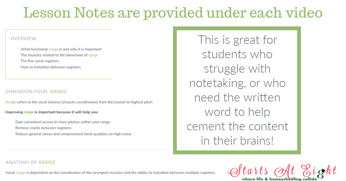 The Vocal Gym for Homeschool is a self-paced course for high schoolers who enjoy singing with lessons that adapt to their level.