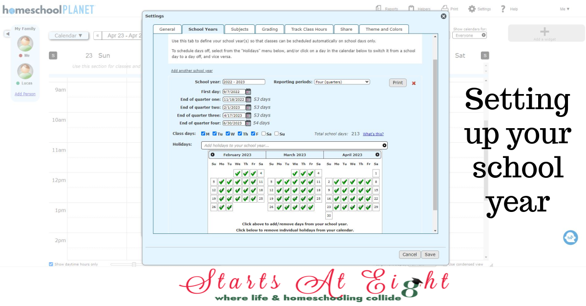 The Homeschool Planet Online Planner not only offers comprehensive homeschool lesson planning, but is a whole family life planner. an use it not only for homeschool lesson planning, but for home, work and school, putting all your scheduling needs in one place!