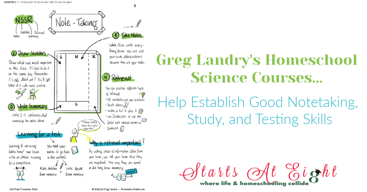 Greg Landry's Homeschool Science Courses establish good notetaking, study, and test taking skills