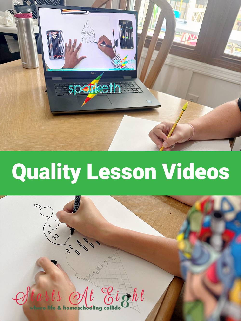 Sparketh offers a variety of online art lessons for kids. From beginner to advanced as well as many types of mediums. (drawing, painting, colored pencils, etc.)